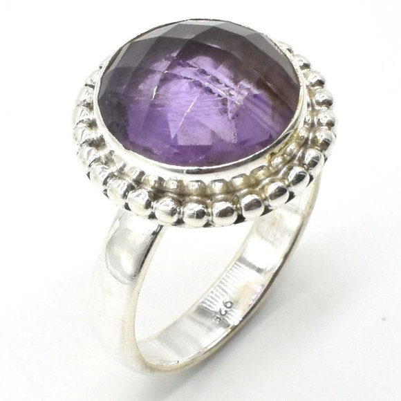 925 Sterling Silver Amethyst Ring, Size 7.5 - Picture 2 of 5